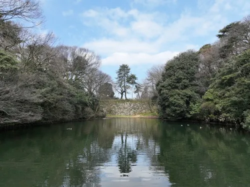 博物館側から石垣を望んだ景観のビフォーアフター（画像提供：高岡市）